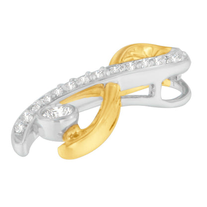 Collar con colgante de cinta radiante de diamante de 1/5 cttw de oro de dos tonos de 10K (H-I, I1-I2)