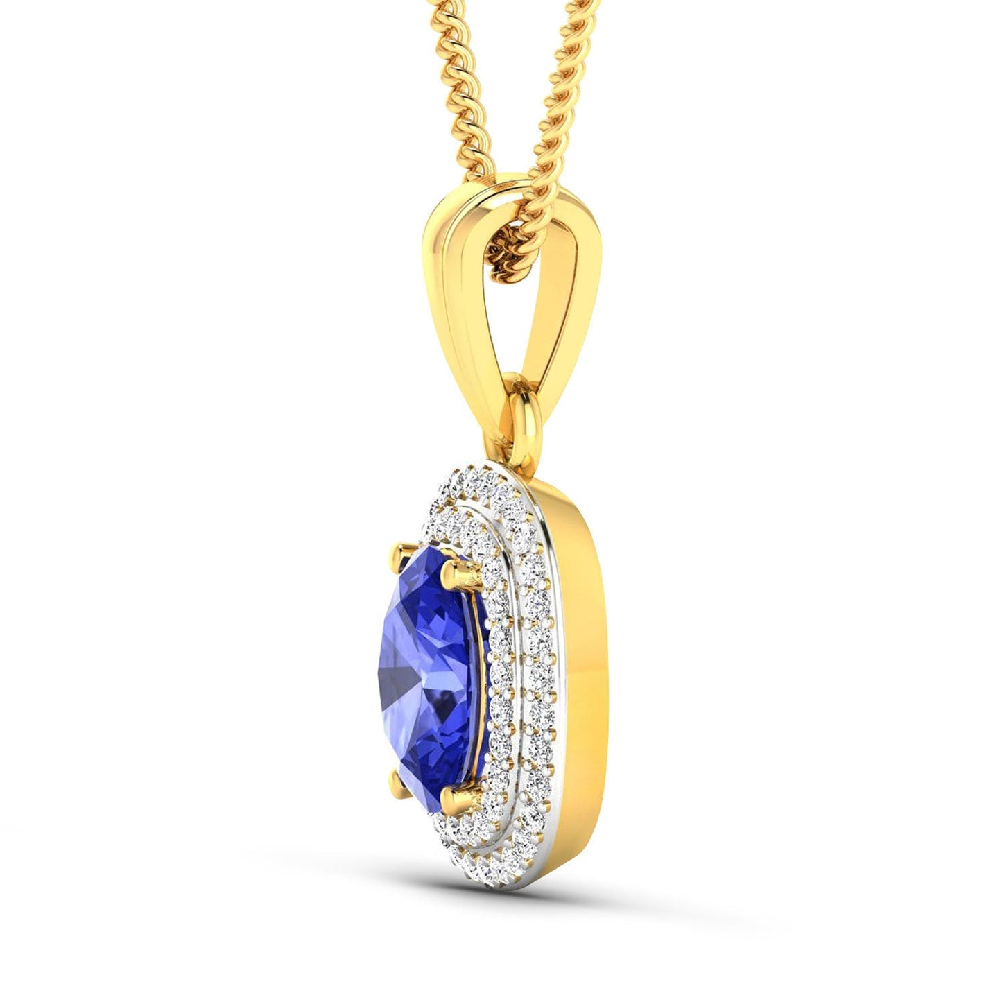 Colgante de oro amarillo de 14 quilates con tanzanita auténtica de 1,45 quilates y diamantes blancos