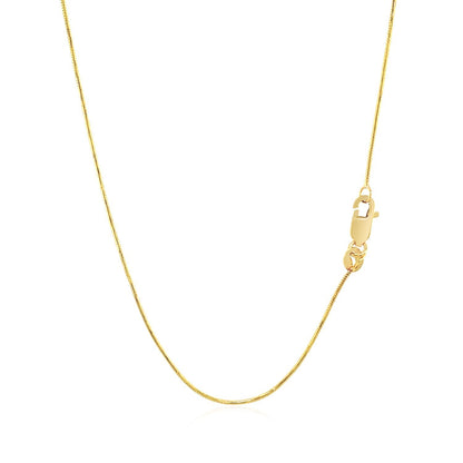 Cadena redonda de serpiente de oro amarillo de 14k de 0.7mm