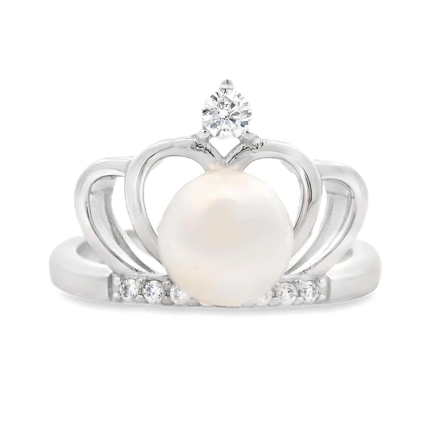 Anillo de Plata de Ley con Circonita Cúbica y Perla de Agua Dulce