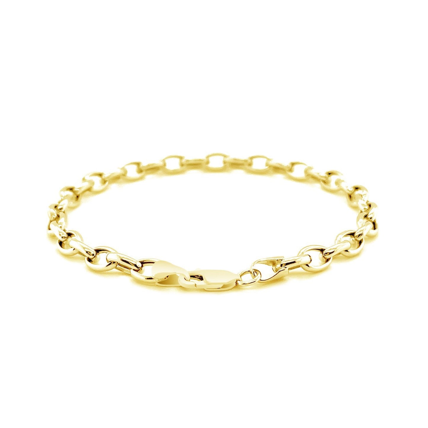 Pulsera Ovalada Rolo de Oro Amarillo de 14k y 4.6mm