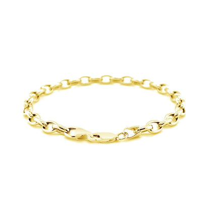 Pulsera Ovalada Rolo de Oro Amarillo de 14k y 4.6mm