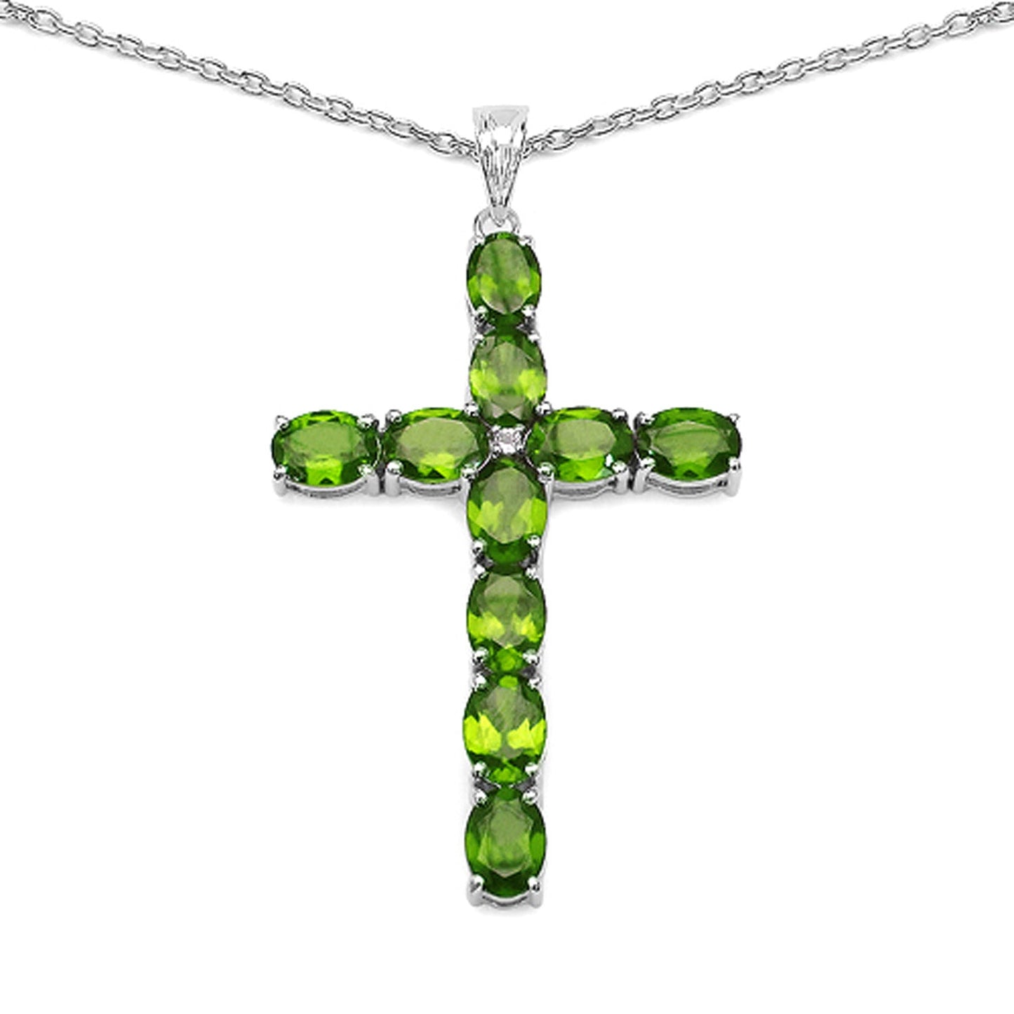 Colgante de plata esterlina .925 con peridoto auténtico de 8.32 quilates y topacio blanco