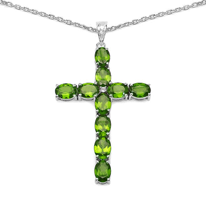 Colgante de plata esterlina .925 con peridoto auténtico de 8.32 quilates y topacio blanco