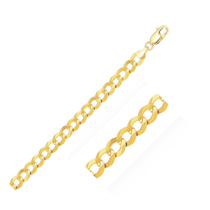 Cadena Curb Sólida de Oro Amarillo de 14k y 10.0mm
