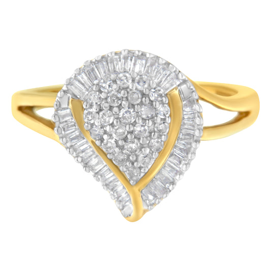 Anillo de oro amarillo de 10K con racimo de diamantes (1/2 Cttw, color I-J, claridad I1-I2) - Talla 8