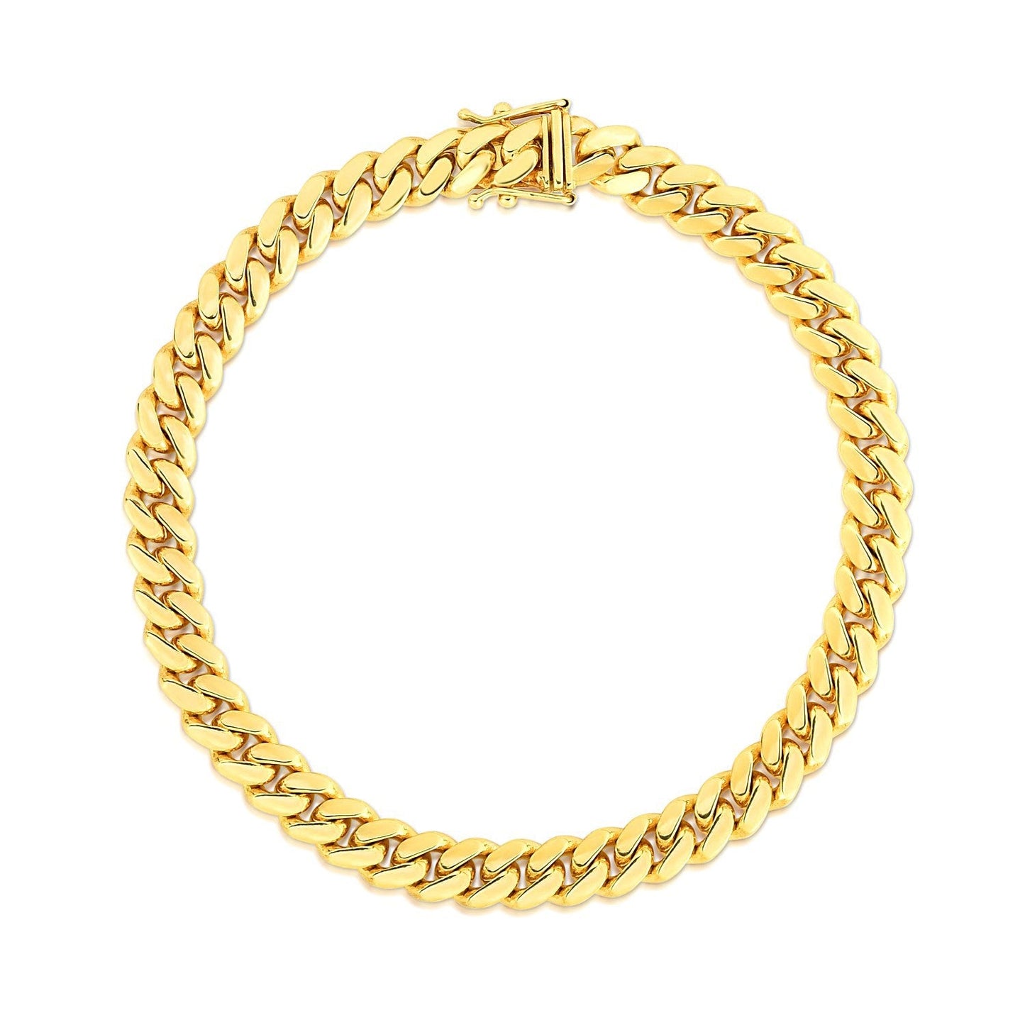 Pulsera de oro amarillo macizo de 14k clásica cubana de Miami de 7.0mm