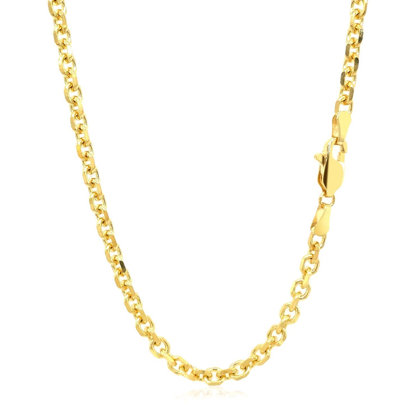 Cadena de eslabones de cable con corte de diamante de oro amarillo de 14k y 4,0 mm
