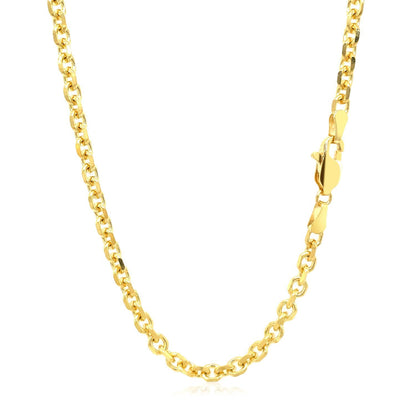 Cadena de eslabones de cable con corte de diamante de oro amarillo de 14k y 4,0 mm