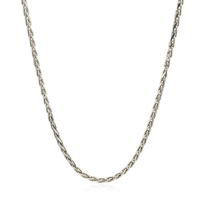 Cadena de trigo de plata de ley rodiada de 2,2 mm