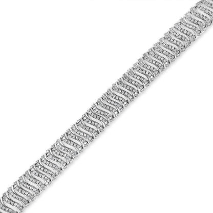 Pulsera de eslabones en "S" con diamantes redondos de 5,00 quilates en plata de ley .925 (color I-J, claridad I3) - Tamaño 7,25