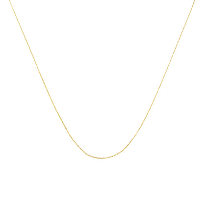 Cadena de soga unisex de oro amarillo macizo de 10K de 0,5mm, delgada y delicada, de 18 pulgadas
