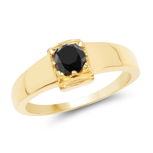 Anillo de Plata de Ley .925 con Diamante Negro Genuino de 0,50 Quilates