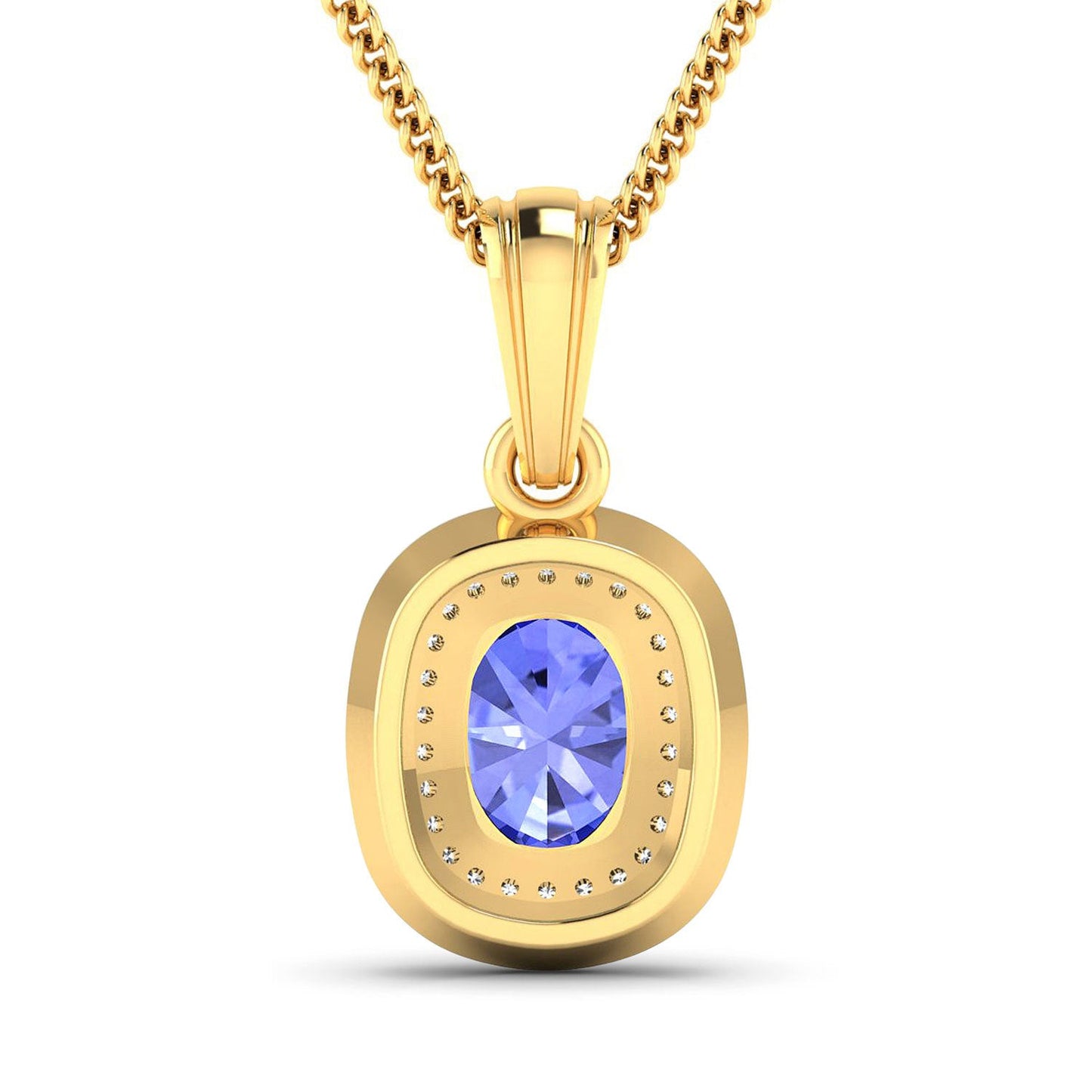 Colgante de oro amarillo de 14 quilates con tanzanita auténtica de 1,45 quilates y diamantes blancos