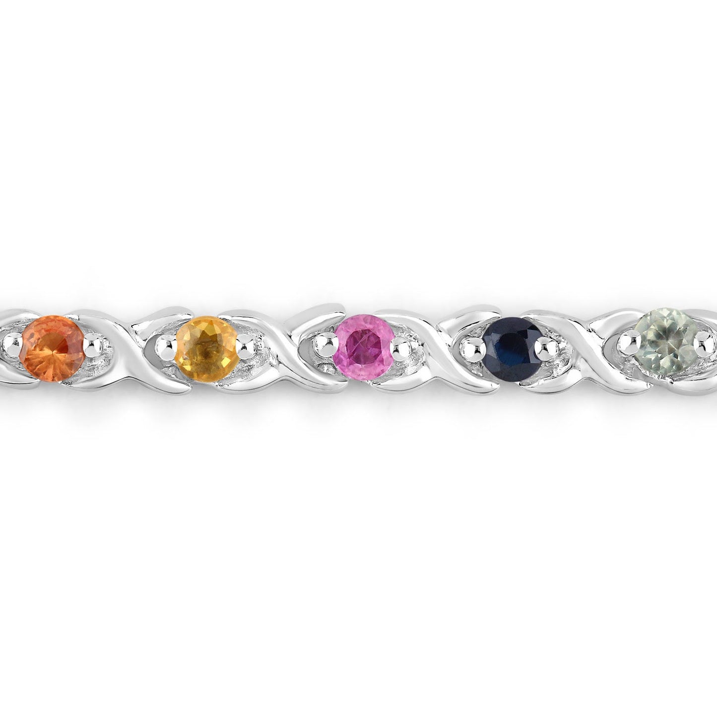 Pulsera de plata de ley .925 con zafiros múltiples auténticos de 0.88 quilates