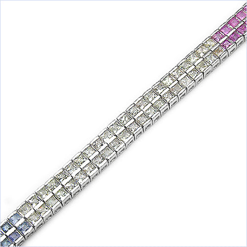Pulsera de plata esterlina con zafiros múltiples genuinos de 9,50 quilates