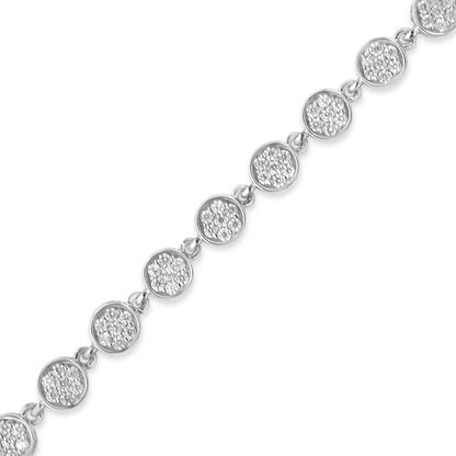 Pulsera de eslabones de plata de ley .925 con diamantes redondos de 2.0 quilates en total (color G-H, claridad I1-I2) - 7.25"