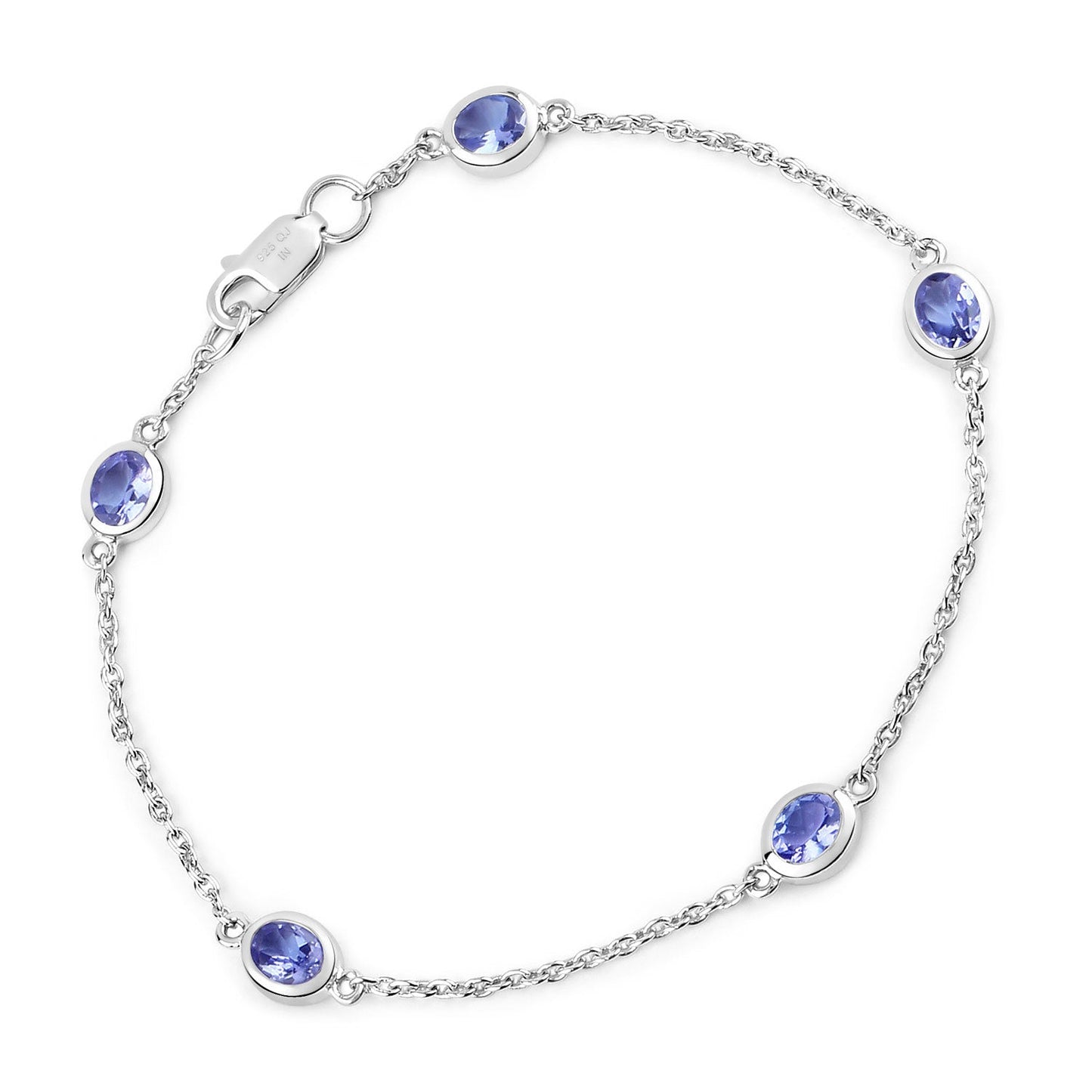 Pulsera de plata de ley .925 con tanzanita genuina de 1,65 quilates