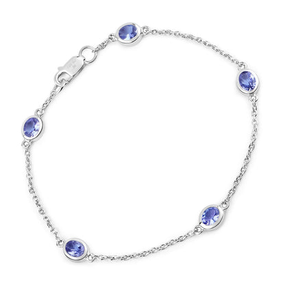 Pulsera de plata de ley .925 con tanzanita genuina de 1,65 quilates