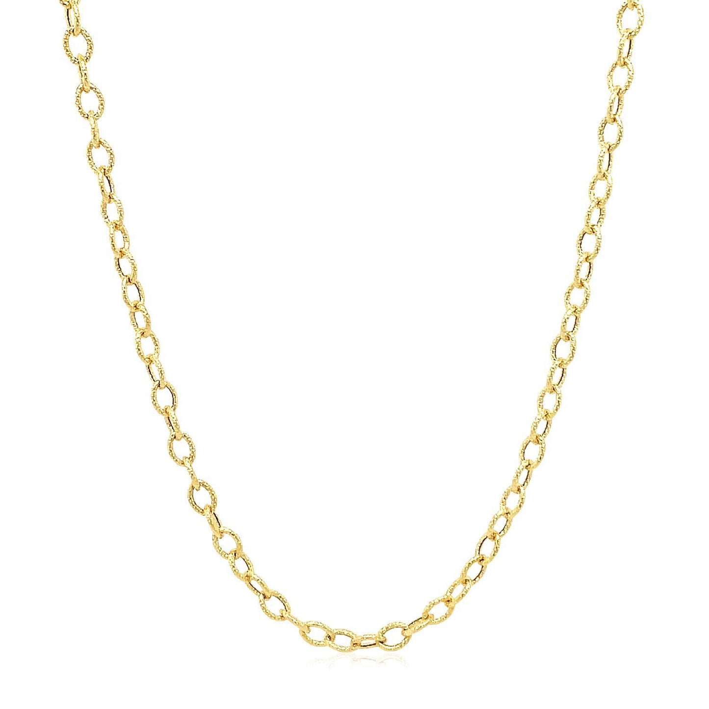 Cadena de oro amarillo de 14k de 2.5 mm con eslabones texturizados