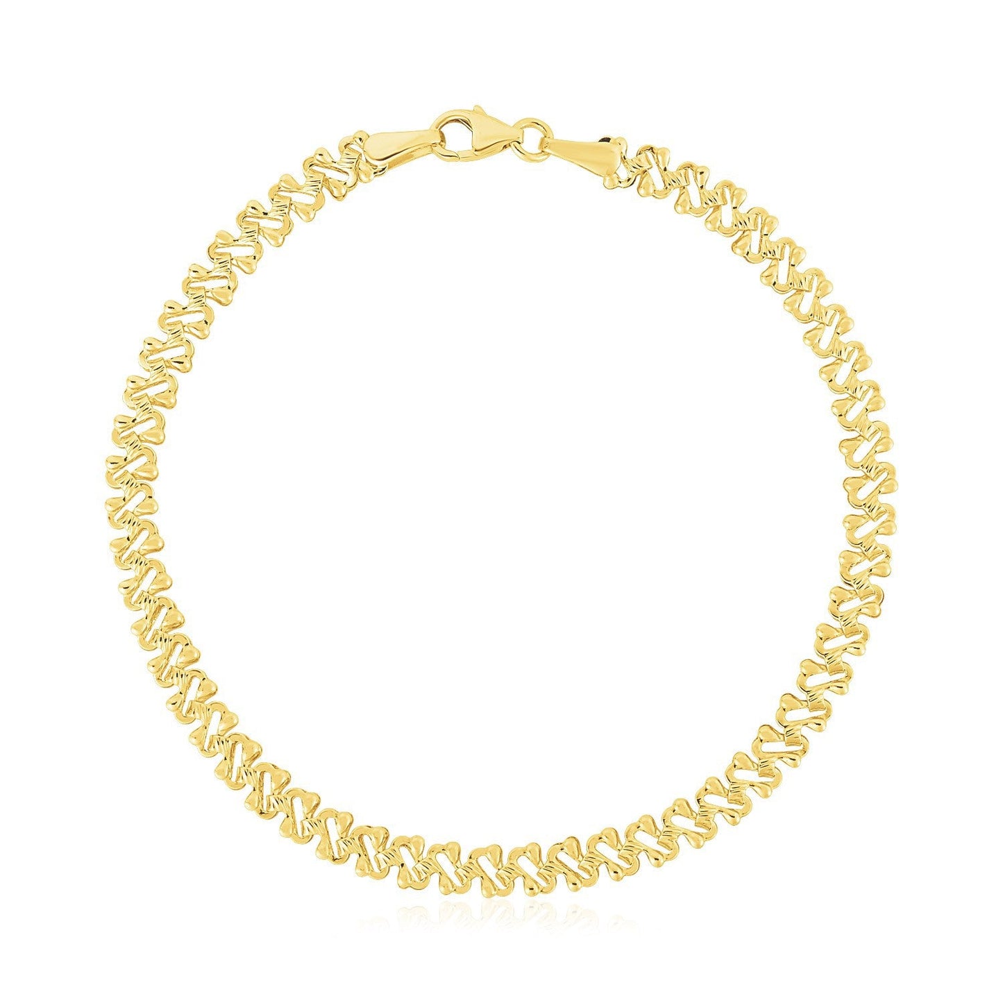 Pulsera de cadena elegante con textura y alto pulido en oro amarillo de 14k (4mm)