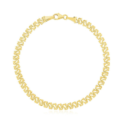 Pulsera de cadena elegante con textura y alto pulido en oro amarillo de 14k (4mm)