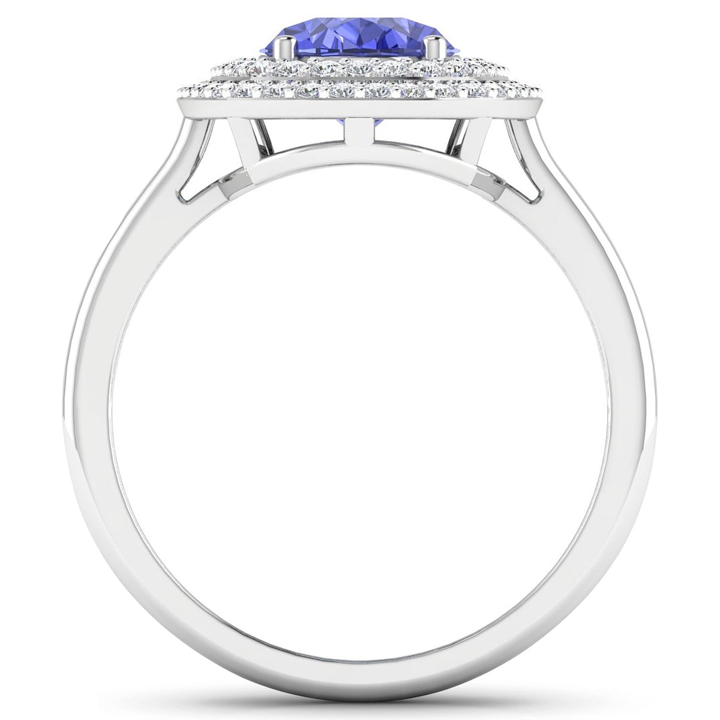 Anillo de oro blanco de 14K con tanzanita genuina de 2,02 quilates y diamantes blancos