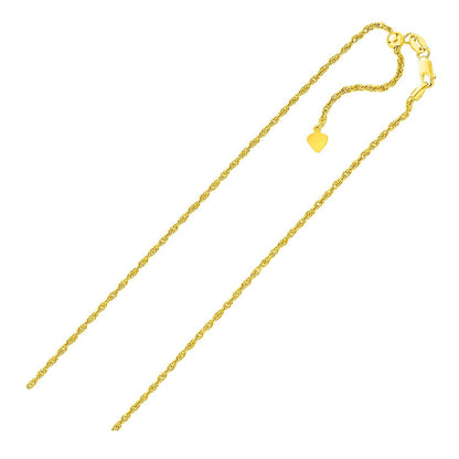 Cadena de soga ajustable de plata de ley con acabado amarillo de 1,5 mm
