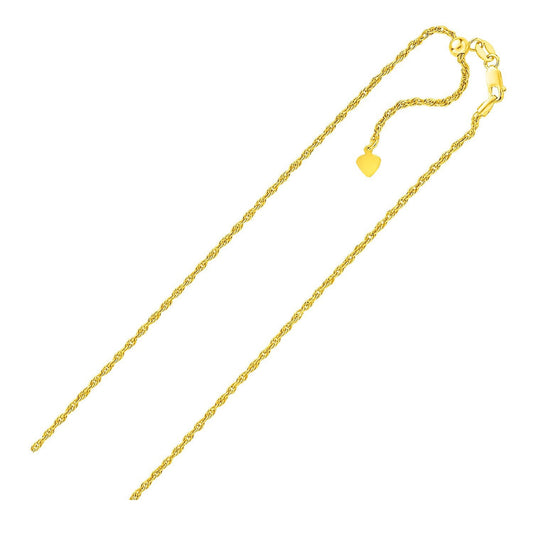 Cadena de soga ajustable de plata de ley con acabado amarillo de 1,5 mm