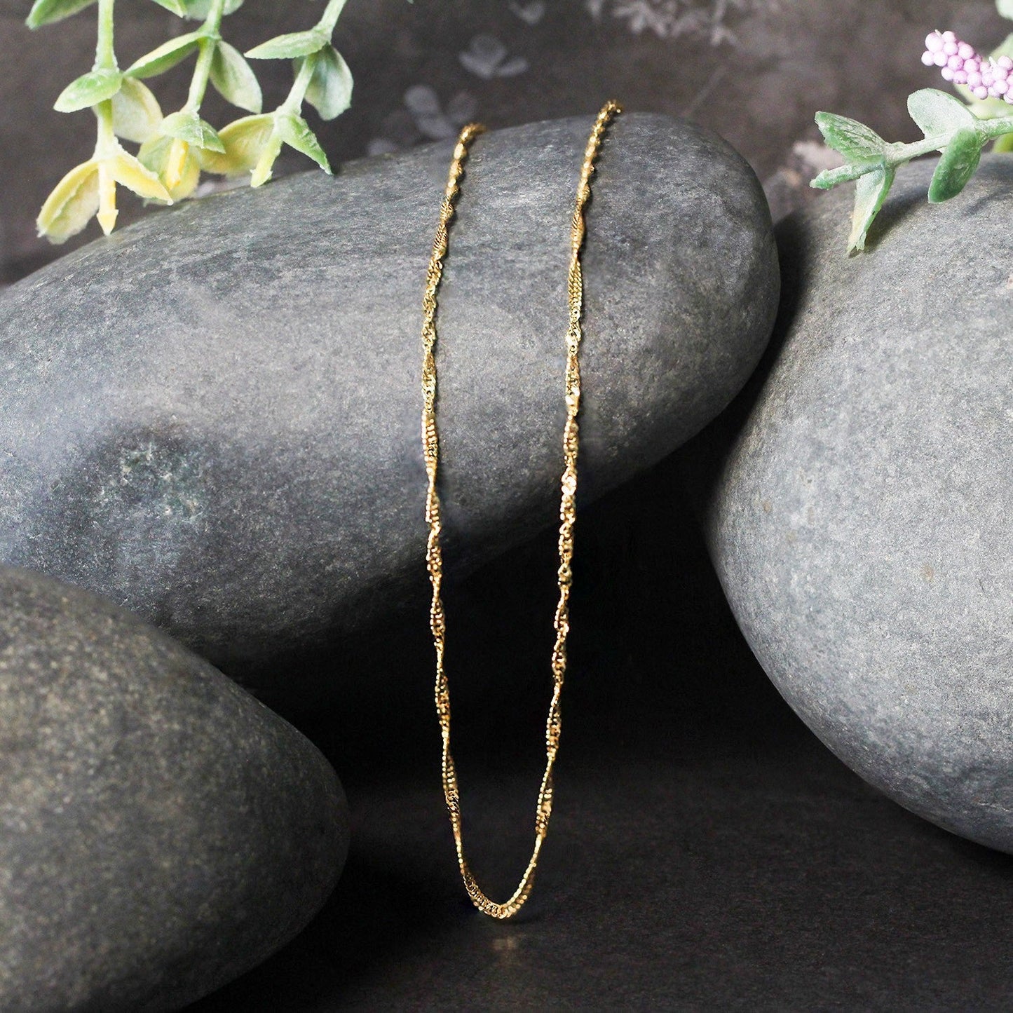 Cadena Singapur de oro amarillo de 14k y 1.5mm