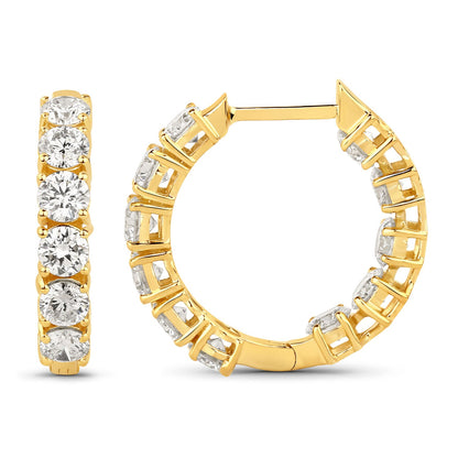 Pendientes de oro amarillo de 14 quilates con diamantes cultivados en laboratorio de 3,08 quilates