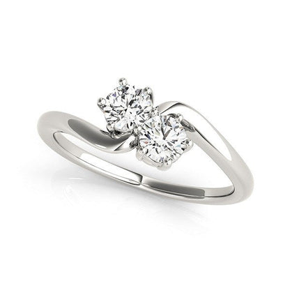 Anillo Solitario de Dos Diamantes en Oro Blanco de 14k (1/2 cttw)