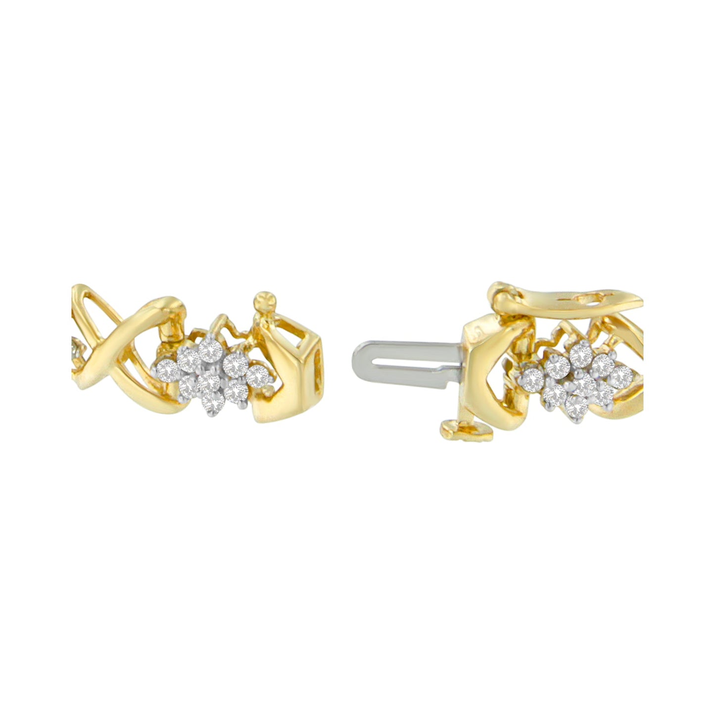 Pulsera de eslabones de oro amarillo de 10 quilates chapado en plata de ley 925 con diamantes redondos de 2,00 quilates y 7" (color H-I, claridad I2-I3)