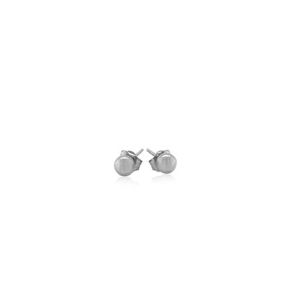 Pendientes de botón redondos de oro blanco de 14k (4.0 mm)