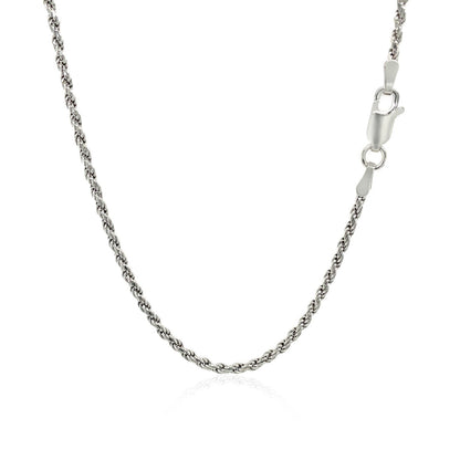Cadena estilo cuerda de plata de ley de 1,8 mm con corte de diamante