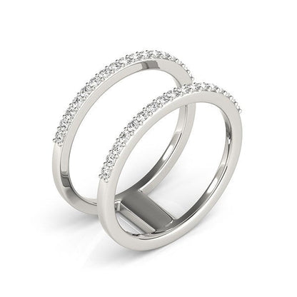 Anillo de doble banda de oro blanco de 14k con diamantes (1/3 de quilate en total)