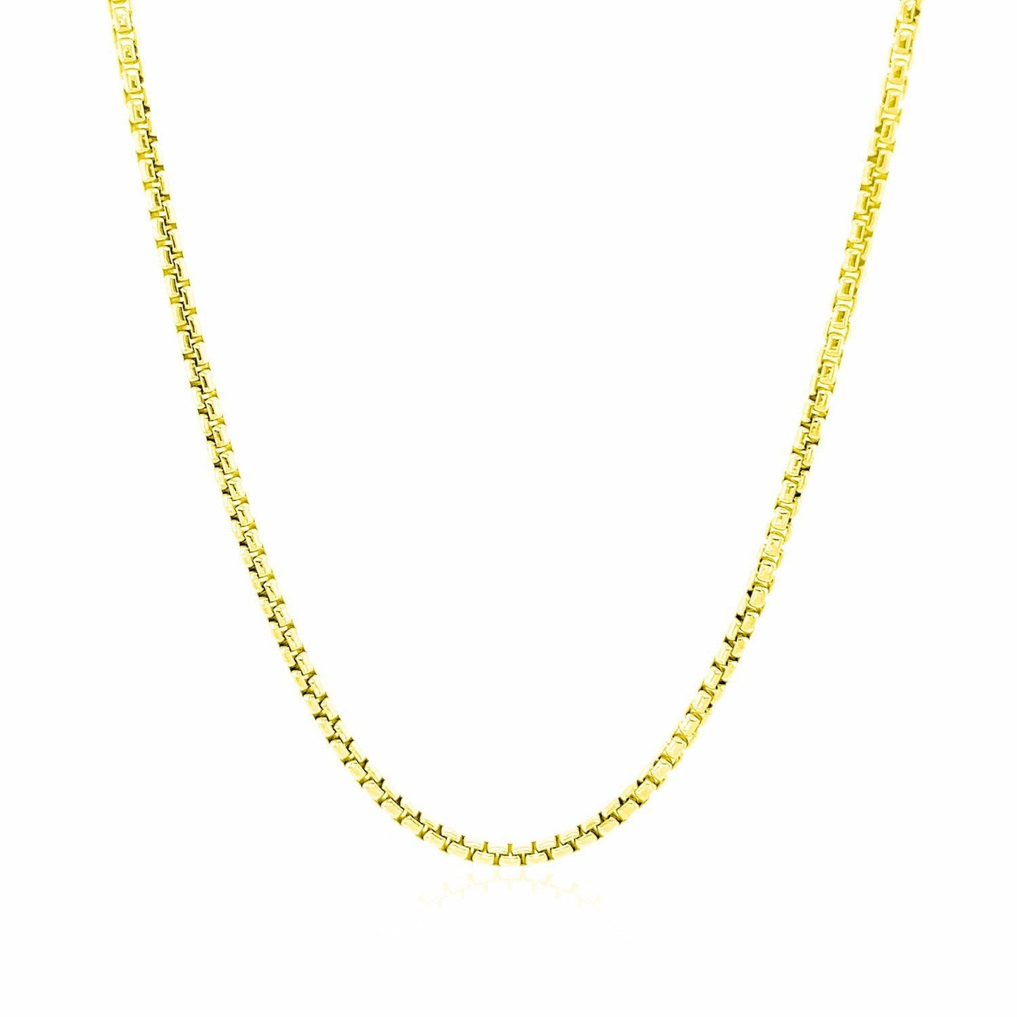 Cadena de caja redonda de oro amarillo de 14k y 1.7mm