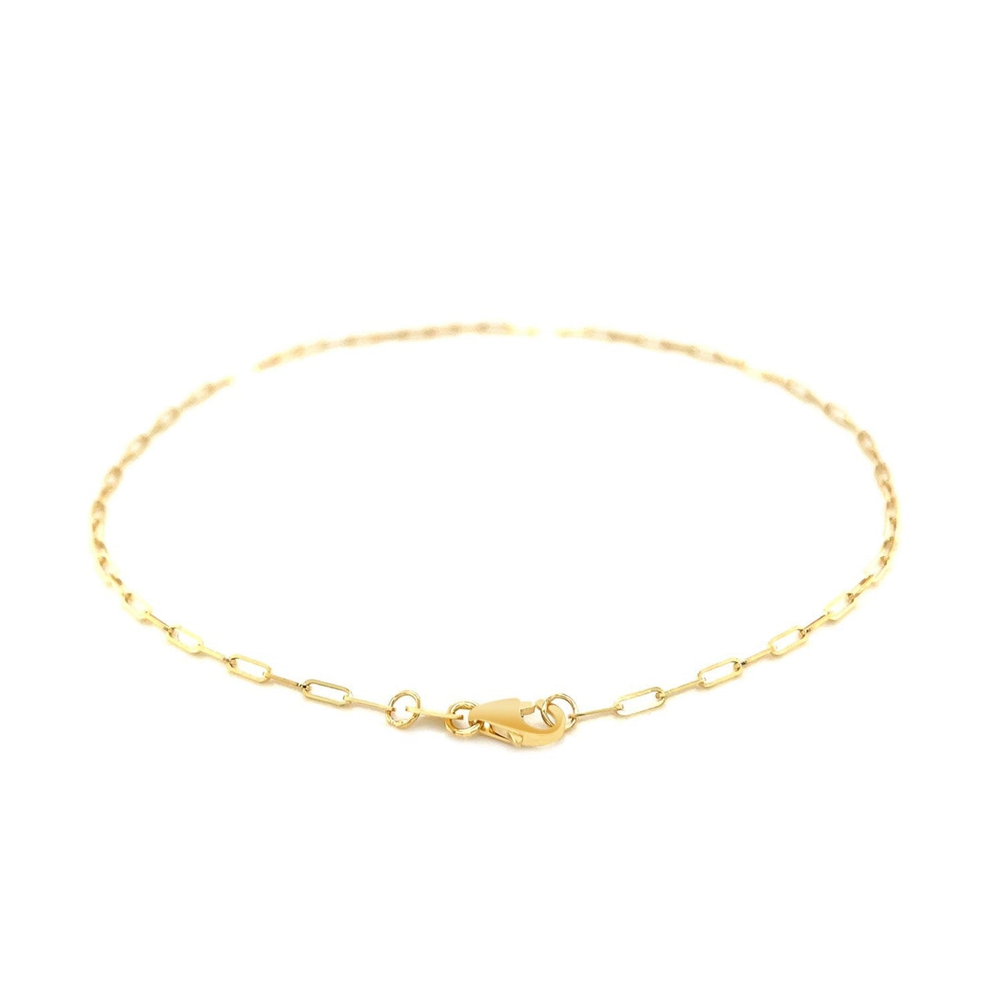 Tobillera fina de oro amarillo de 14K con diseño de clip (1.5mm)