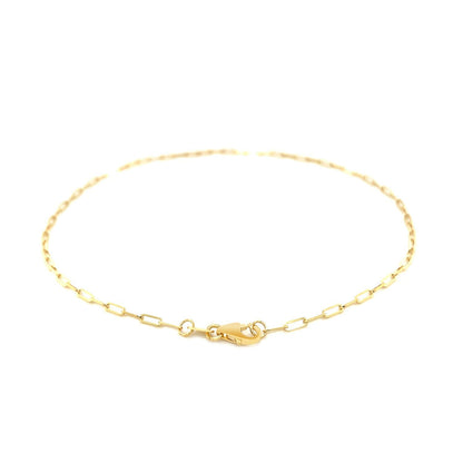 Tobillera fina de oro amarillo de 14K con diseño de clip (1.5mm)