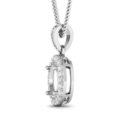 Colgante semimontado de oro blanco de 14 quilates con diamante blanco genuino de 0,18 quilates - para gema ovalada de 8x6 mm