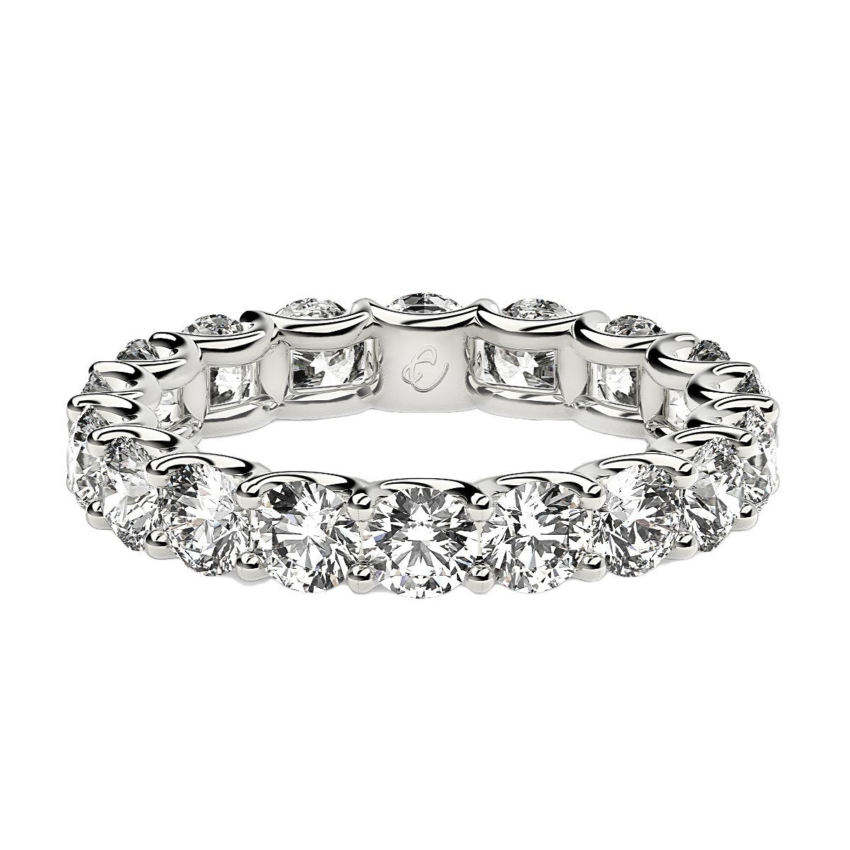 Anillo de eternidad de diamantes cultivados en laboratorio de talla redonda en oro blanco de 14k (2 ct. p.t. FG/VS2)