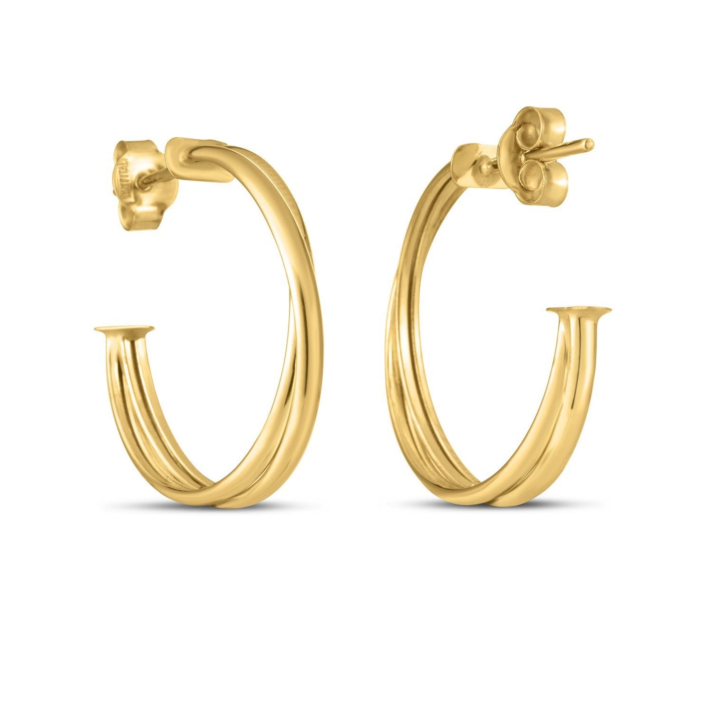 Arracadas grandes de oro amarillo de 14k con diseño cruzado