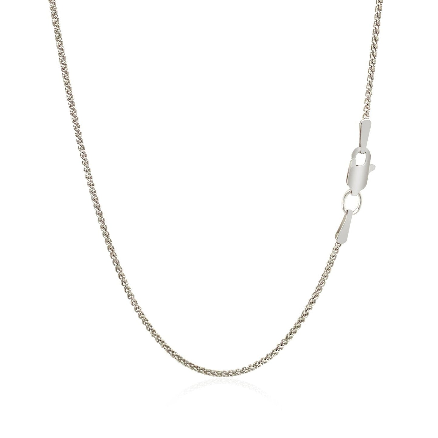 Cadena redonda de trigo de oro blanco de 18k 1,4mm