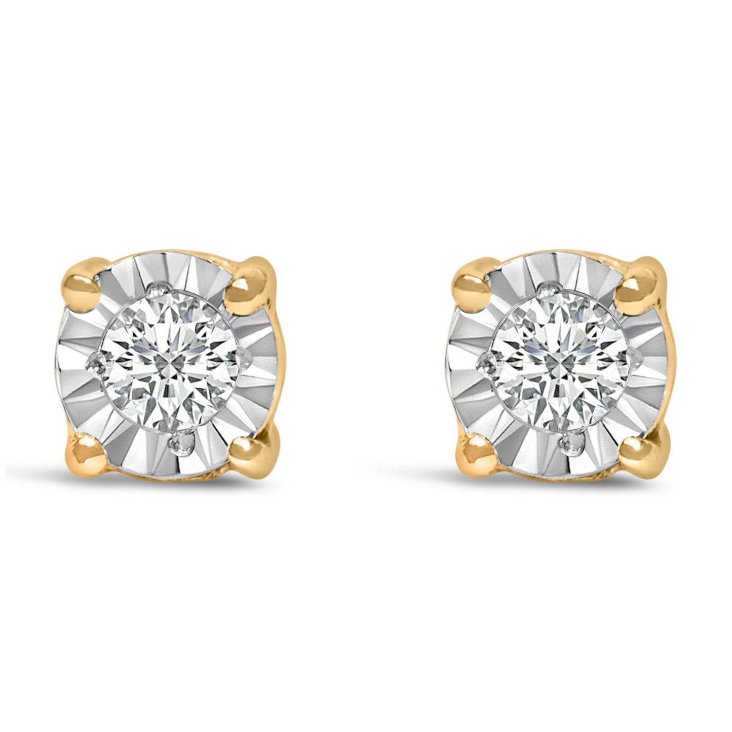 Pendientes de Plata Fina .925 con 1/10 Cttw de Diamantes Redondos Brillantes Creados en Laboratorio engastados en milagro (Color F-G, Claridad VS1-VS2)