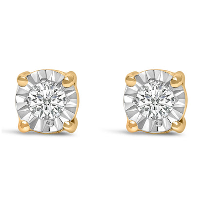 Pendientes de Plata Fina .925 con 1/10 Cttw de Diamantes Redondos Brillantes Creados en Laboratorio engastados en milagro (Color F-G, Claridad VS1-VS2)
