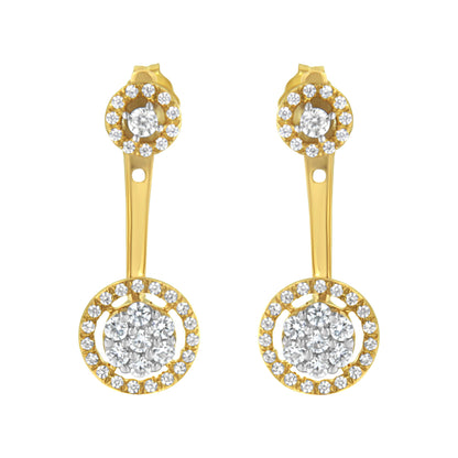 Pendientes de oro amarillo de 14 quilates laminado sobre plata de ley .925 con diamantes de 5/8 quilates totales, diseño de tachuela y colgante removibles (color I-J, pureza I2-I3)
