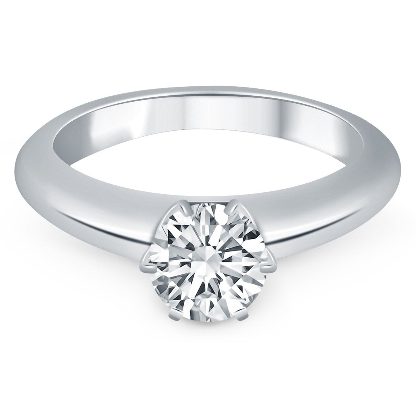 Anillo de compromiso de oro blanco de 14 quilates con solitario tipo catedral