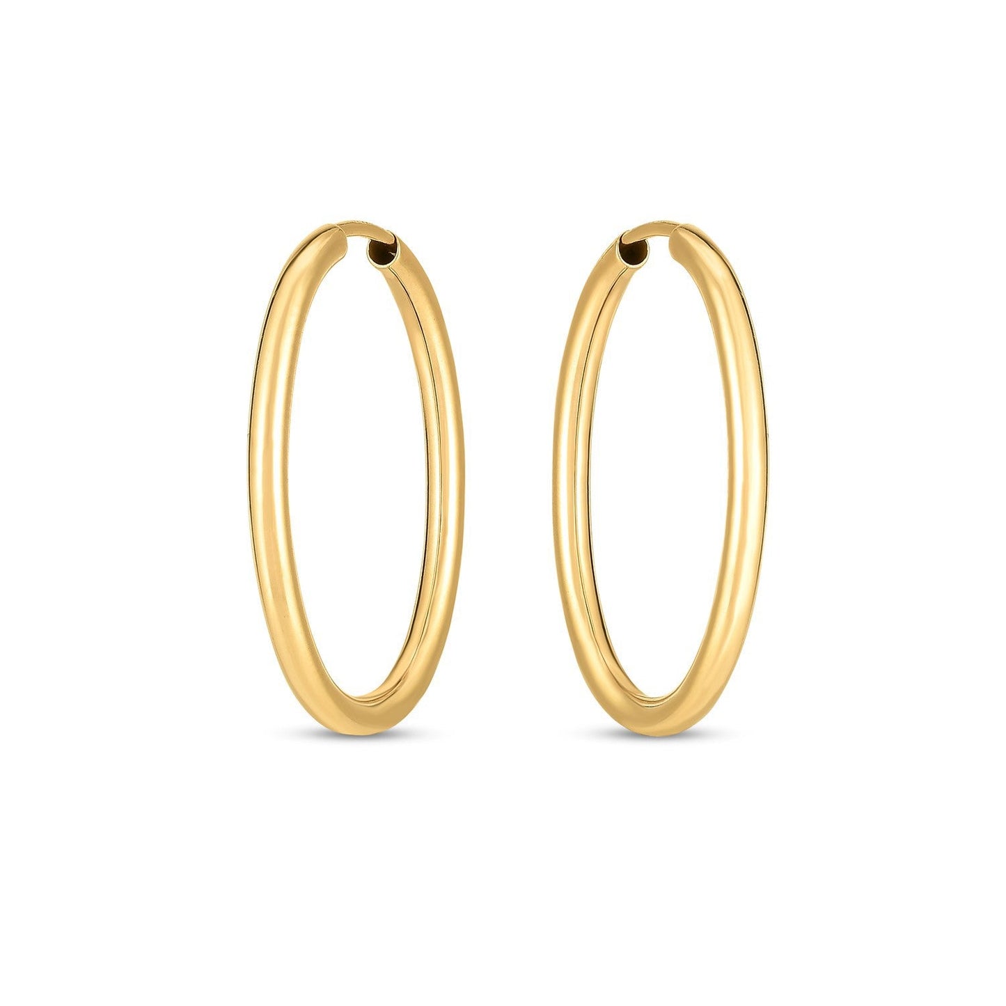 Pendientes de aro ovalados infinitos de oro amarillo de 14k (2x25mm)
