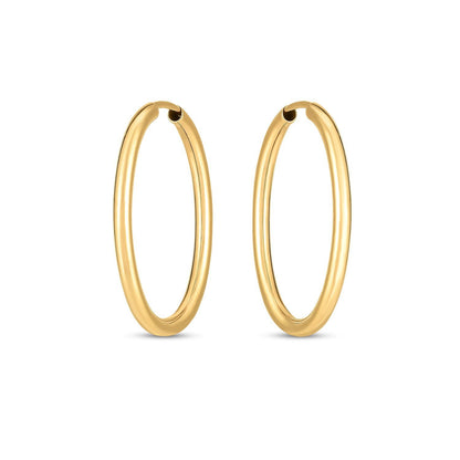 Pendientes de aro ovalados infinitos de oro amarillo de 14k (2x25mm)