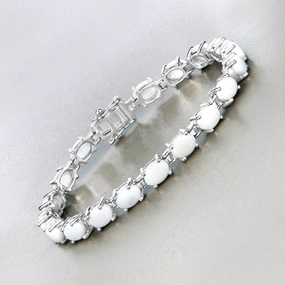 Pulsera de plata de ley .925 con ópalo auténtico de 10,26 quilates
